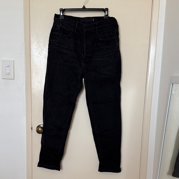Denim X Alexander Wang Women’s straight button fly boy fit Jeans in black fade - Picture 1 of 6
